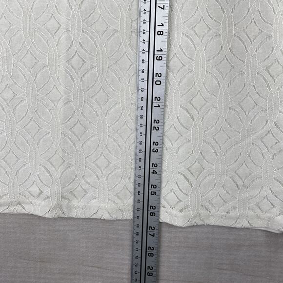 Market & Spruce Top Womens XXL Cream White Lace Cutout Overlay Short Sleeve Zip - Picture 3 of 9